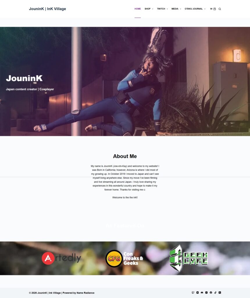 A full home page photo of Jounink.com
