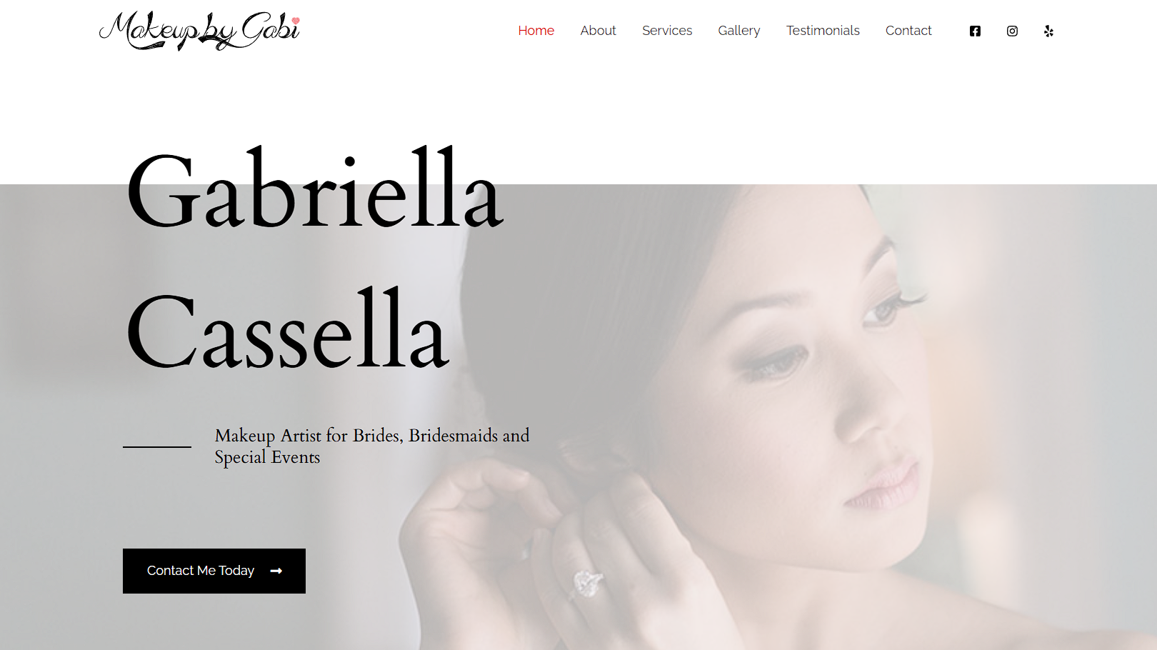 A photo of Makeup by Gabi's website at makeupbygabi.com